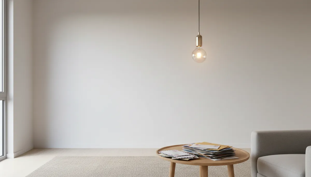Professional photorealistic interior of an empty living room in a vacant house