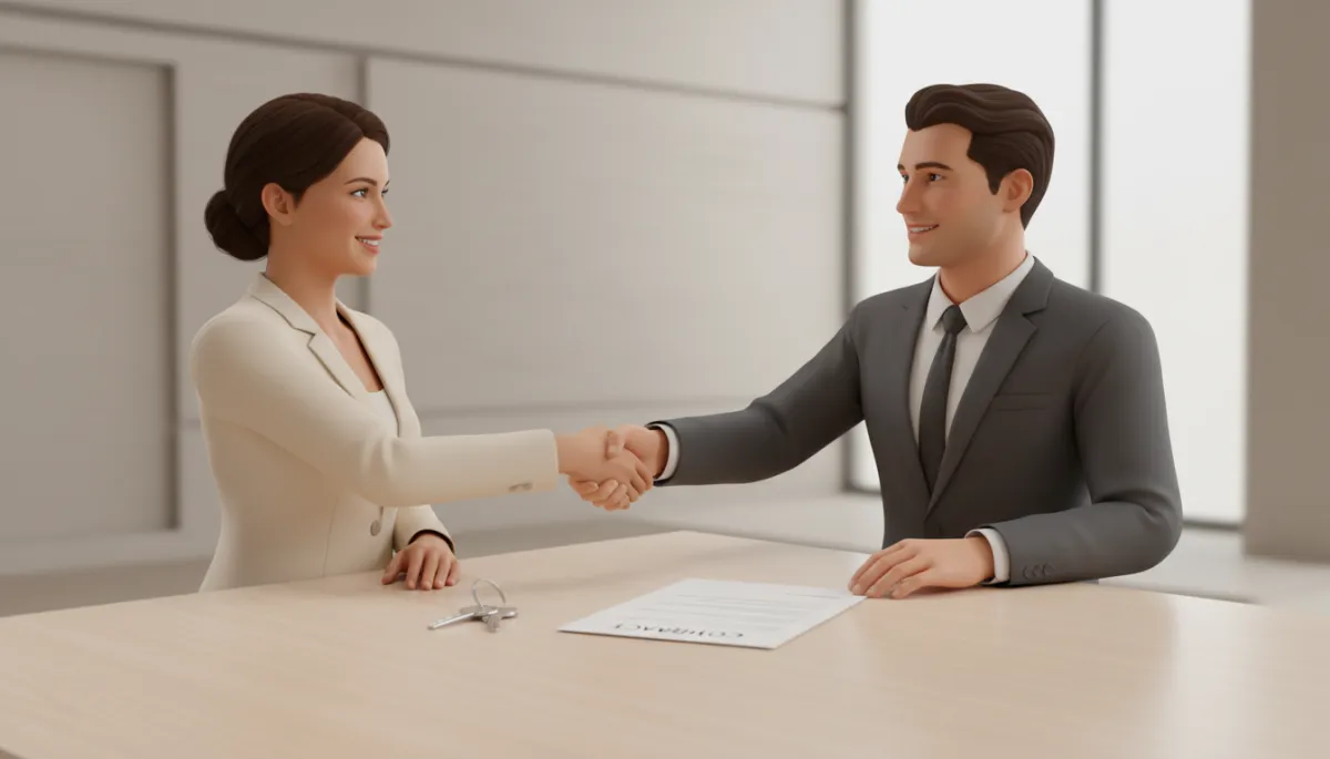 Homeowner completing a quick, simple home sale with a professional buyer Homeowner completing a quick, simple home sale with a professional buyer