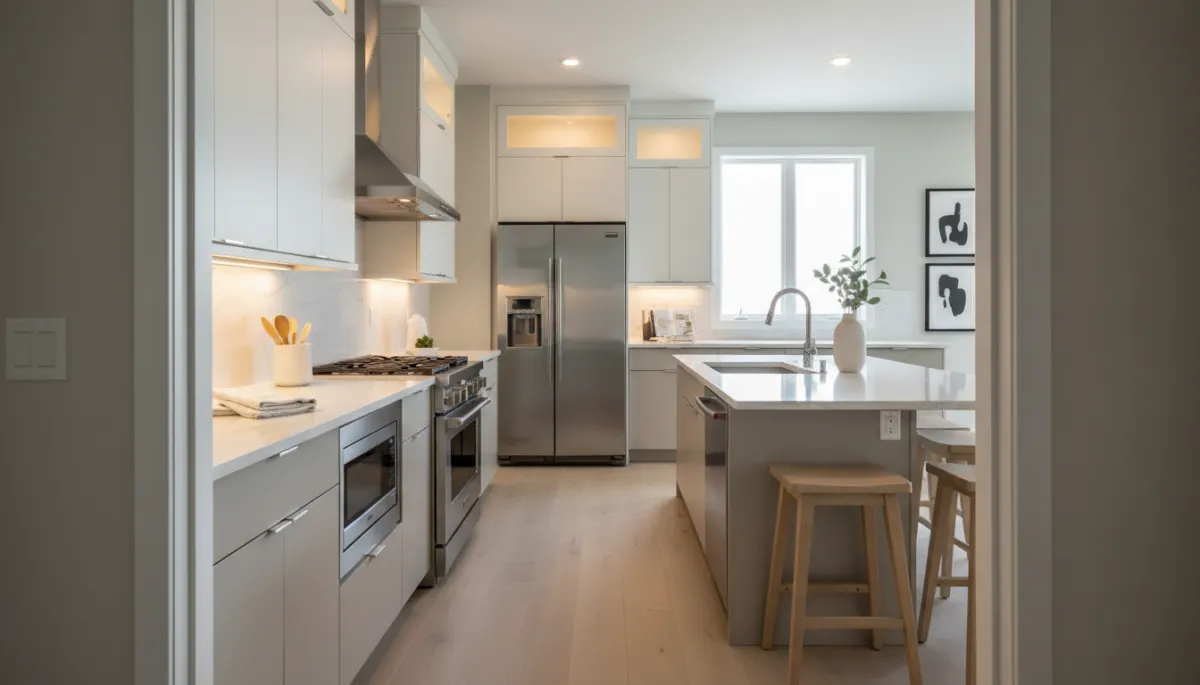 Professional neutral modern kitchen that appears clean, updated, and well maintained