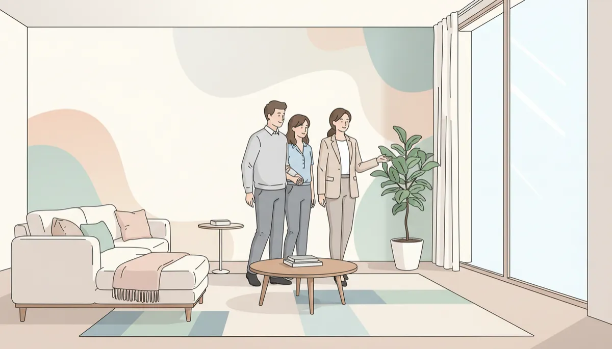 Buyers touring a home with guidance from a real estate agent