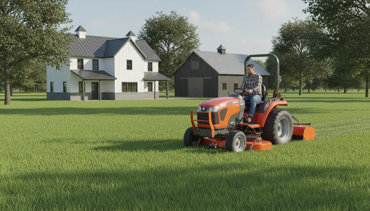 Homeowner maintaining large acreage with a compact tractor Homeowner maintaining large acreage with a compact tractor
