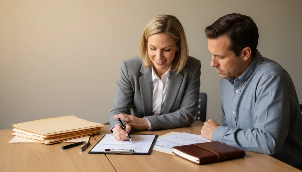 Closing agent explaining payoff details for mortgage and home equity loan