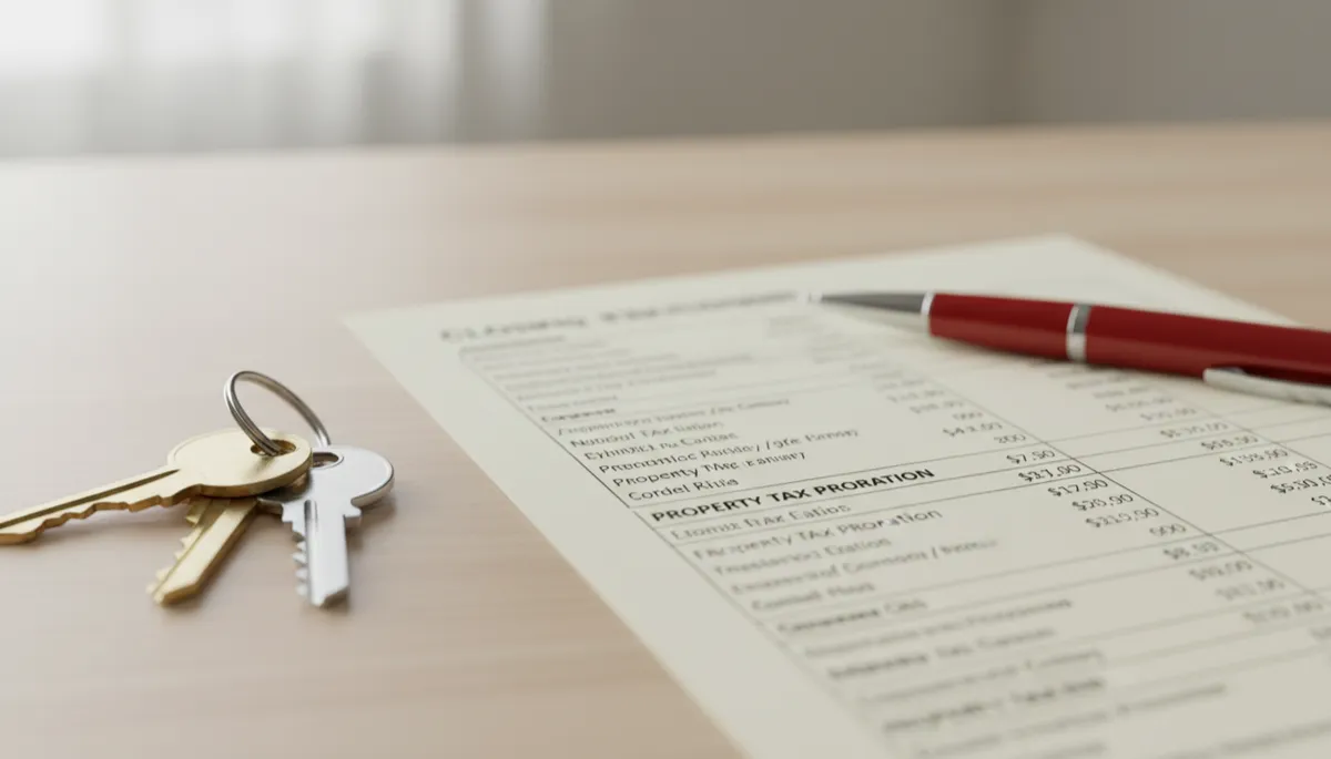 Missouri home closing statement showing property tax proration details