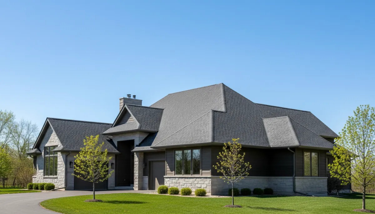 Wisconsin home with new asphalt shingle roofing installed with clean detailing
