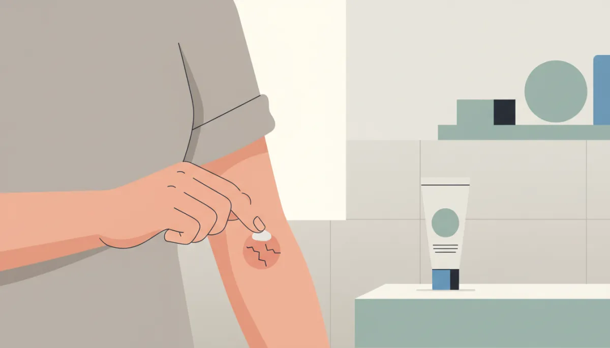 Person carefully applying ointment to a healing tattoo removal site Person carefully applying ointment to a healing tattoo removal site