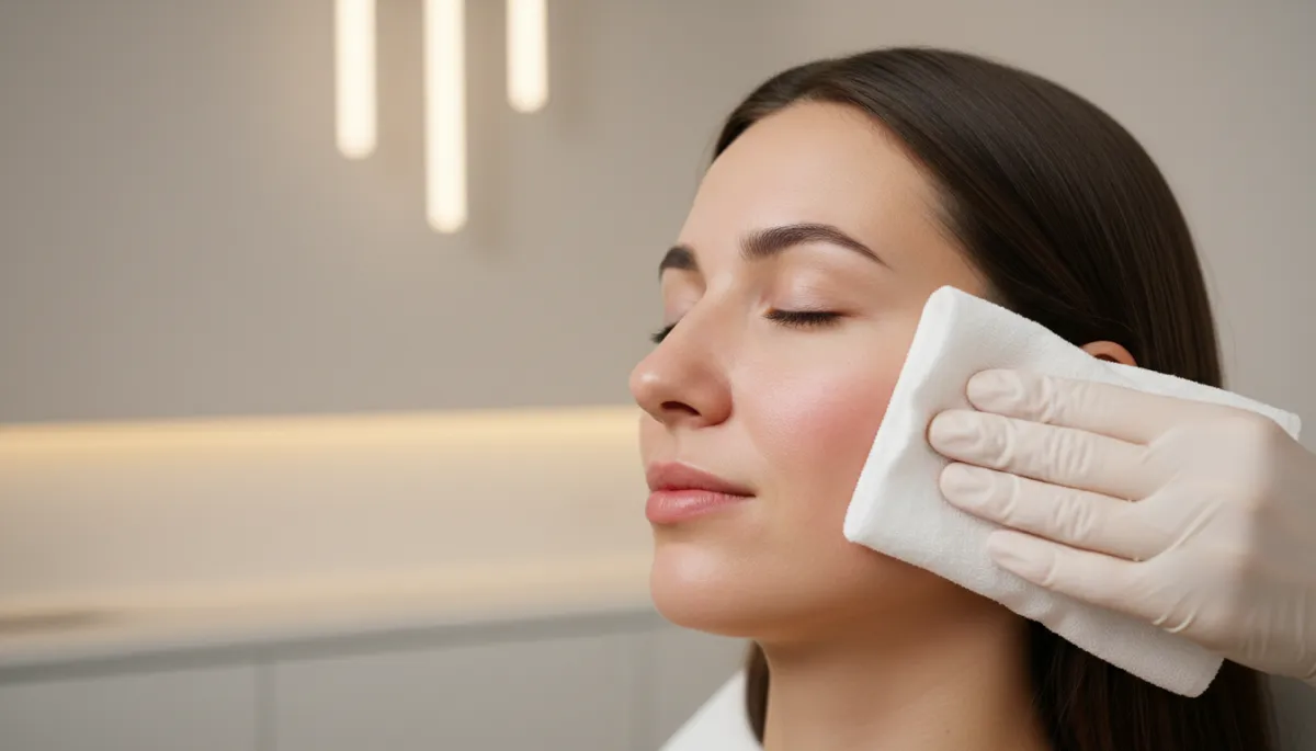 Client having her skin gently cooled after a PICO laser session