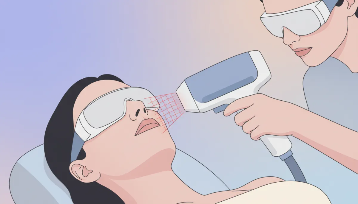 Fractional CO2 laser treatment being performed in a professional clinic Fractional CO2 laser treatment being performed in a professional clinic