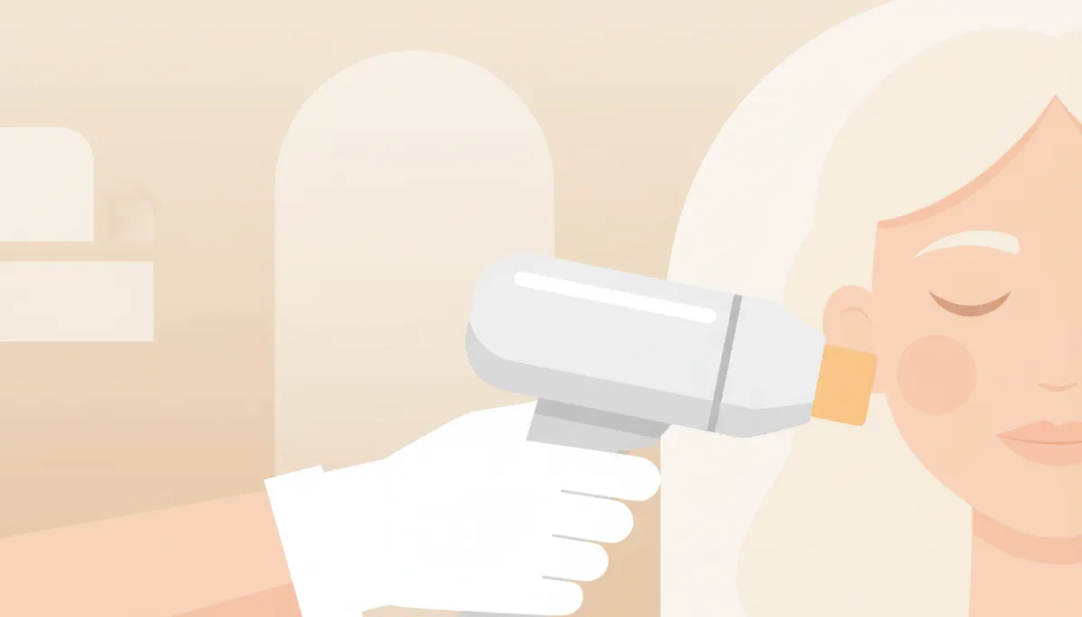Close-up of laser device treating acne scars on a patient’s cheek in a professional clinic Close-up of laser device treating acne scars on a patient’s cheek in a professional clinic