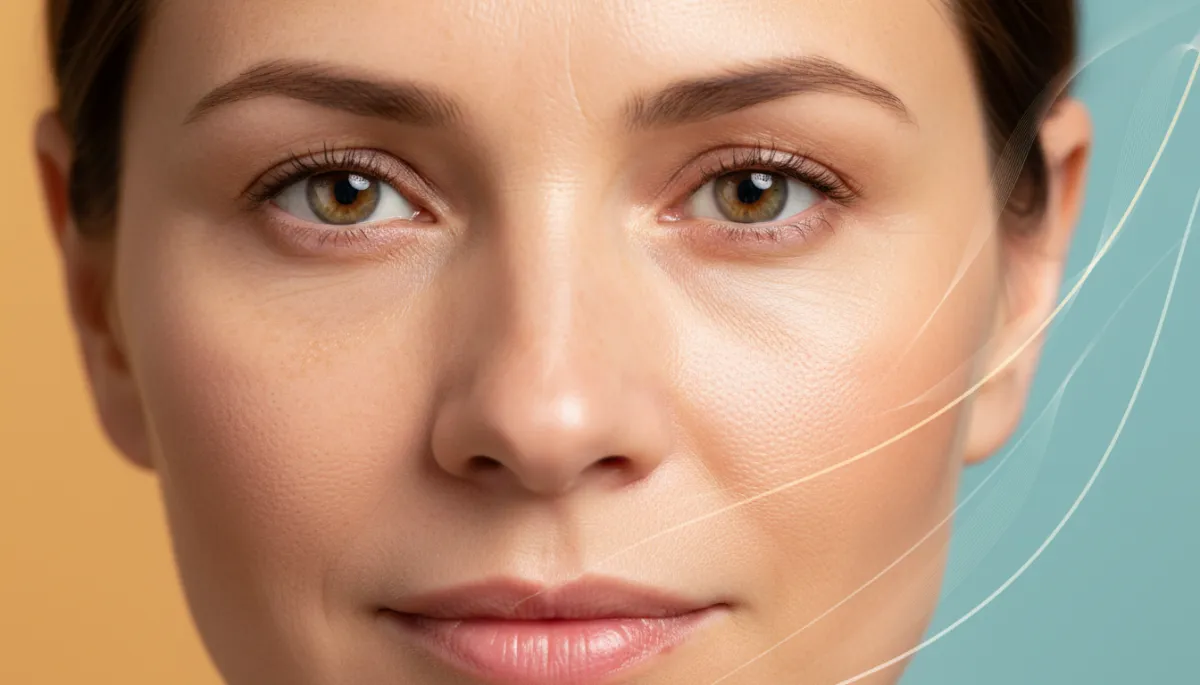 Various skincare products for treating sun damage on the face