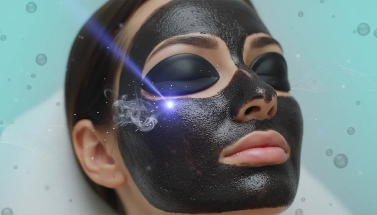Aesthetic practitioner performing carbon laser facial on relaxed client
