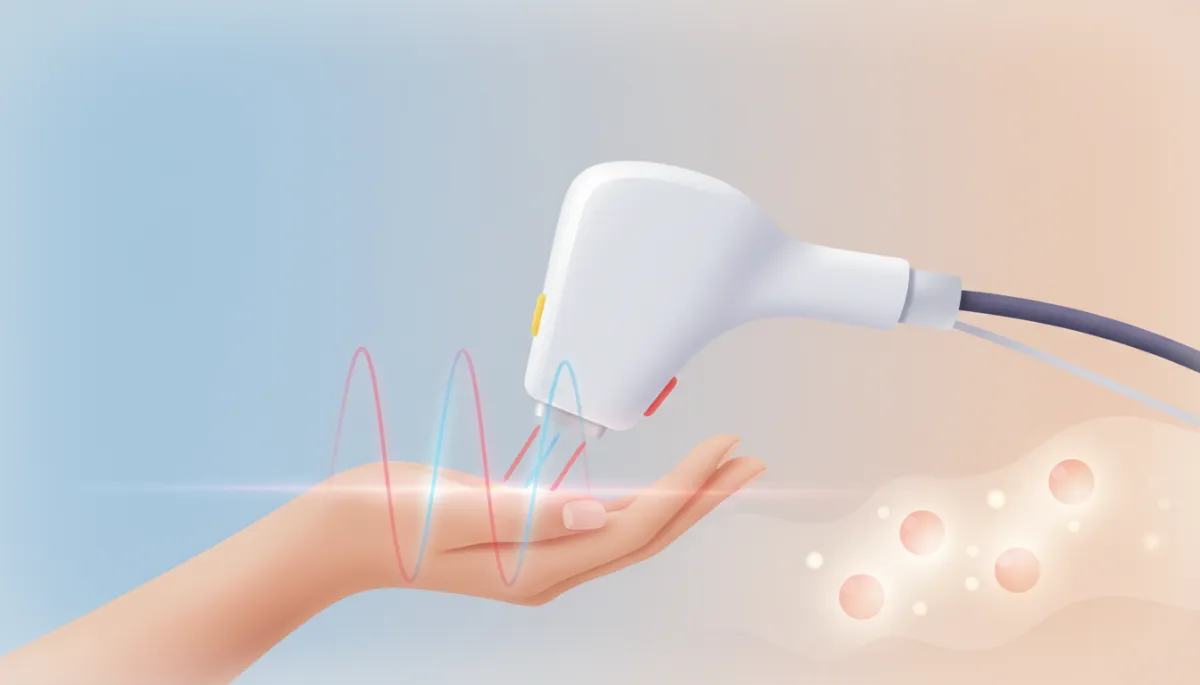 Dermatologist performing PICO laser treatment on relaxed female client