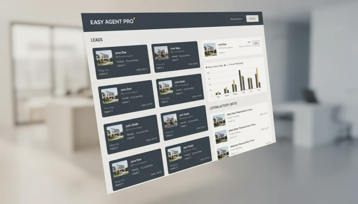 Dashboard showing leads generated from IDX property searches and listing views