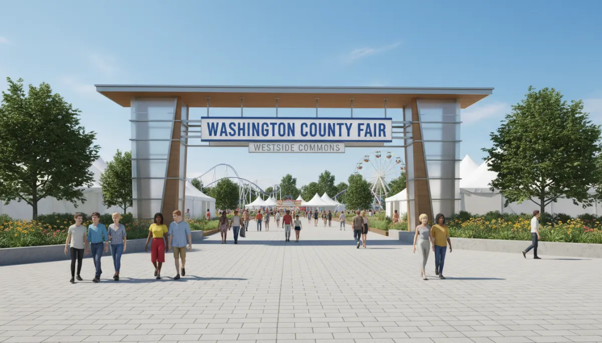 Professional view of visitors entering Westside Commons for the Washington County Fair Professional view of visitors entering Westside Commons for the Washington County Fair