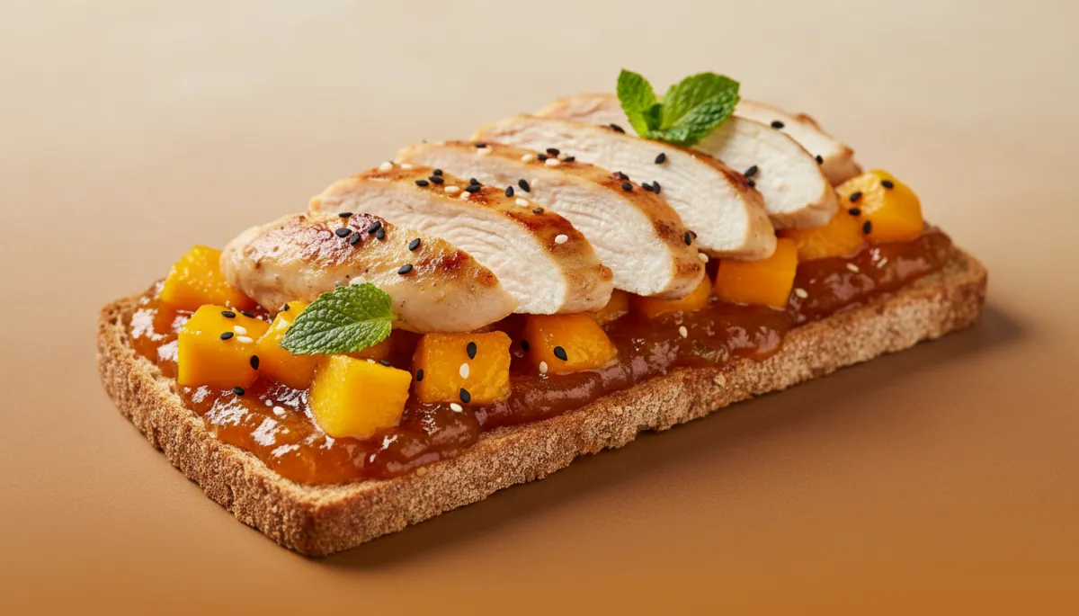 Zoete Pompoen-Mango Marmelade op Knäckebröd
