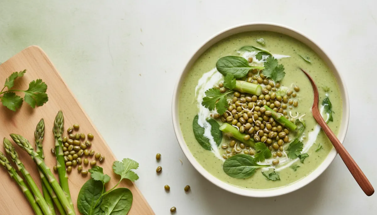 Lichte Soep: Asperges, Spinazie & Mungbonen