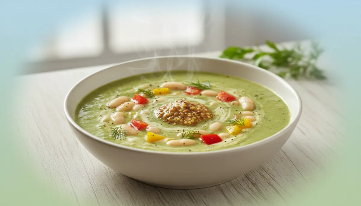 Romige Courgettesoep met Witte Bonen en Paprika