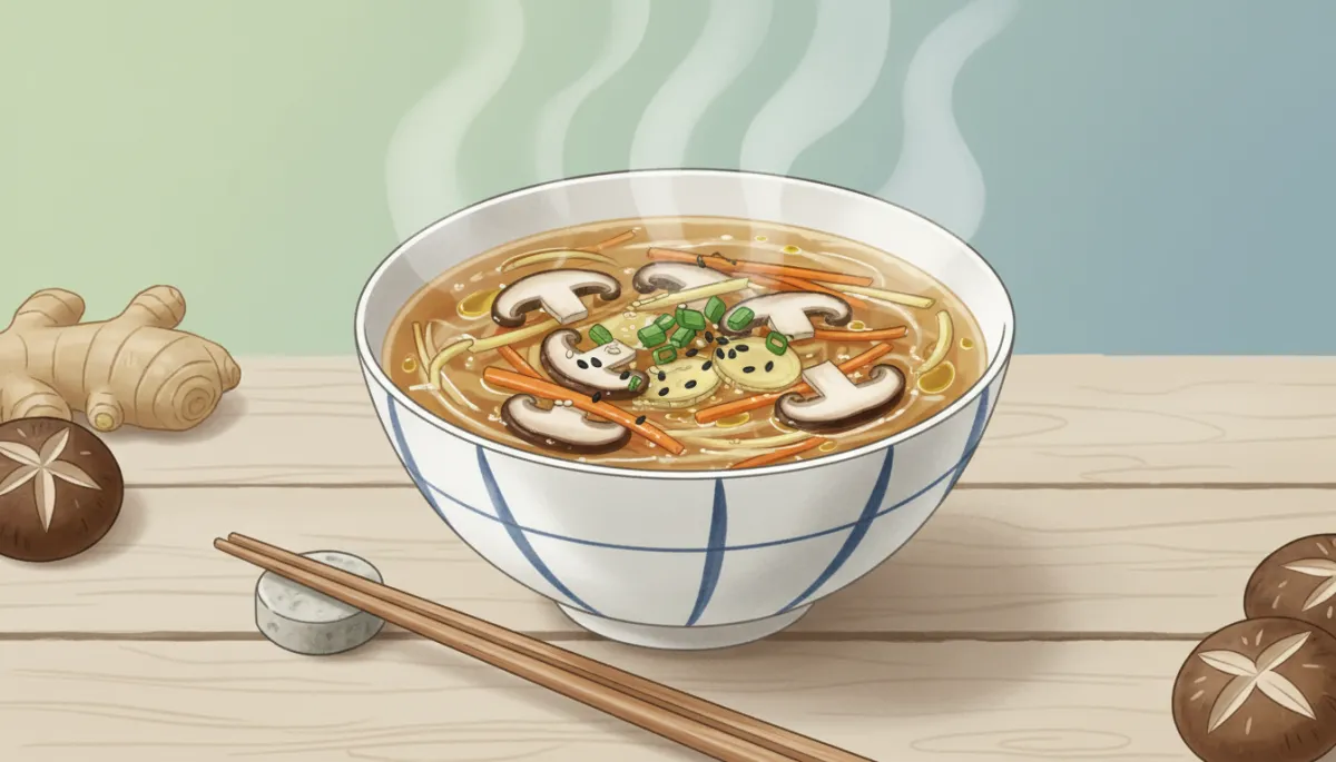 Lichte Japanse Soep met Shiitake en Gember
