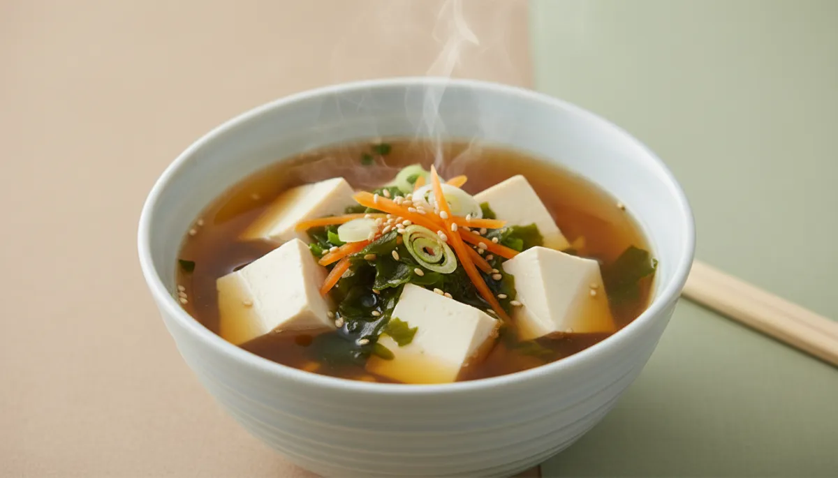 Japanse Bouillonsoep met Tofu en Zeewier Recept