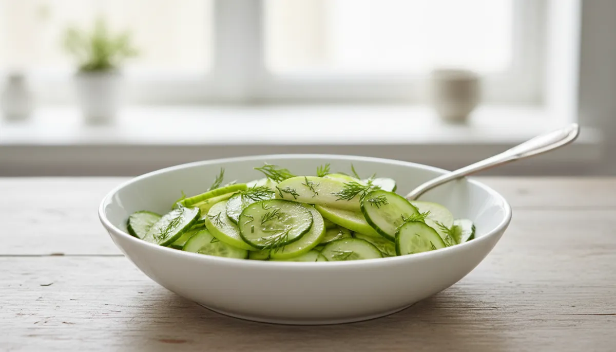Eenvoudige Komkommersalade met Dille en Appelazijn