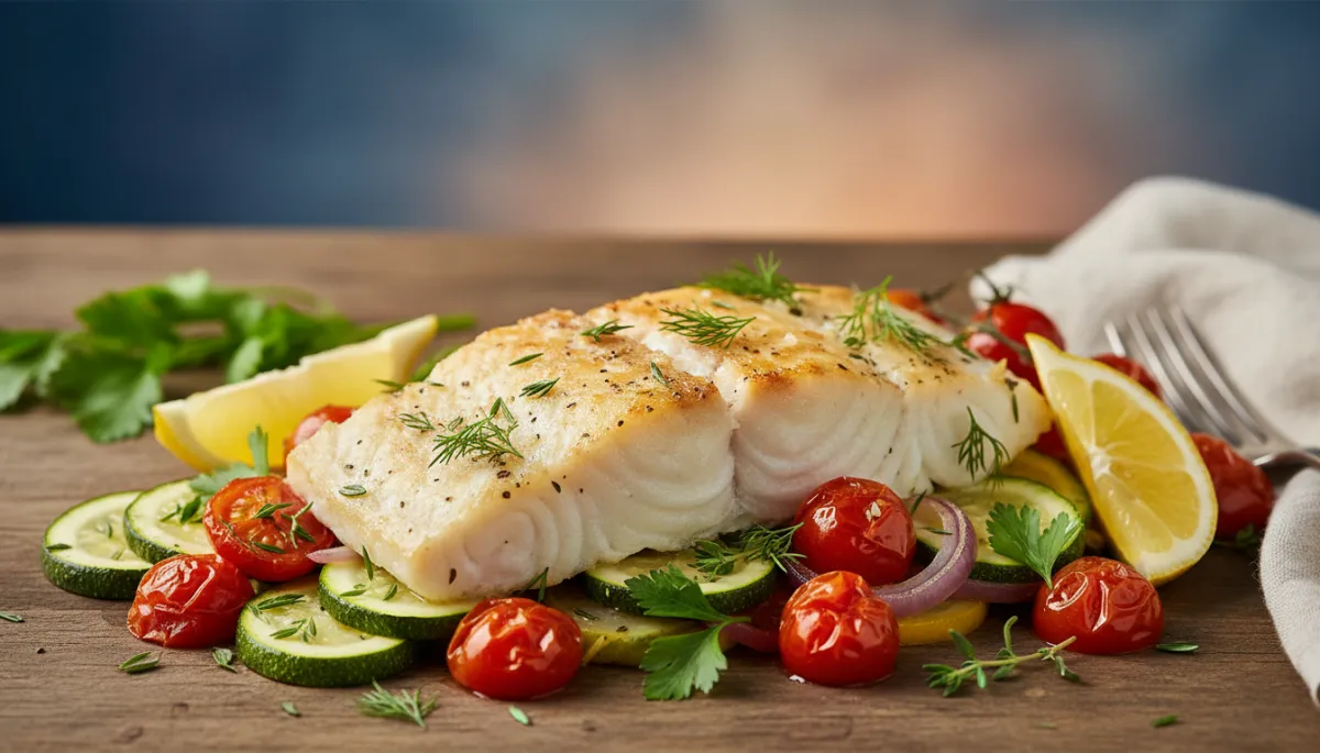 Witvis uit de Oven met Tomaat en Courgette