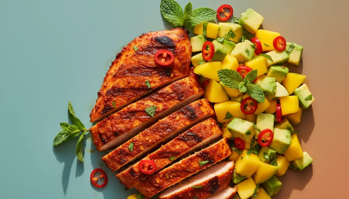 Pittige Harissa Kip met Mango-Avocado Salsa