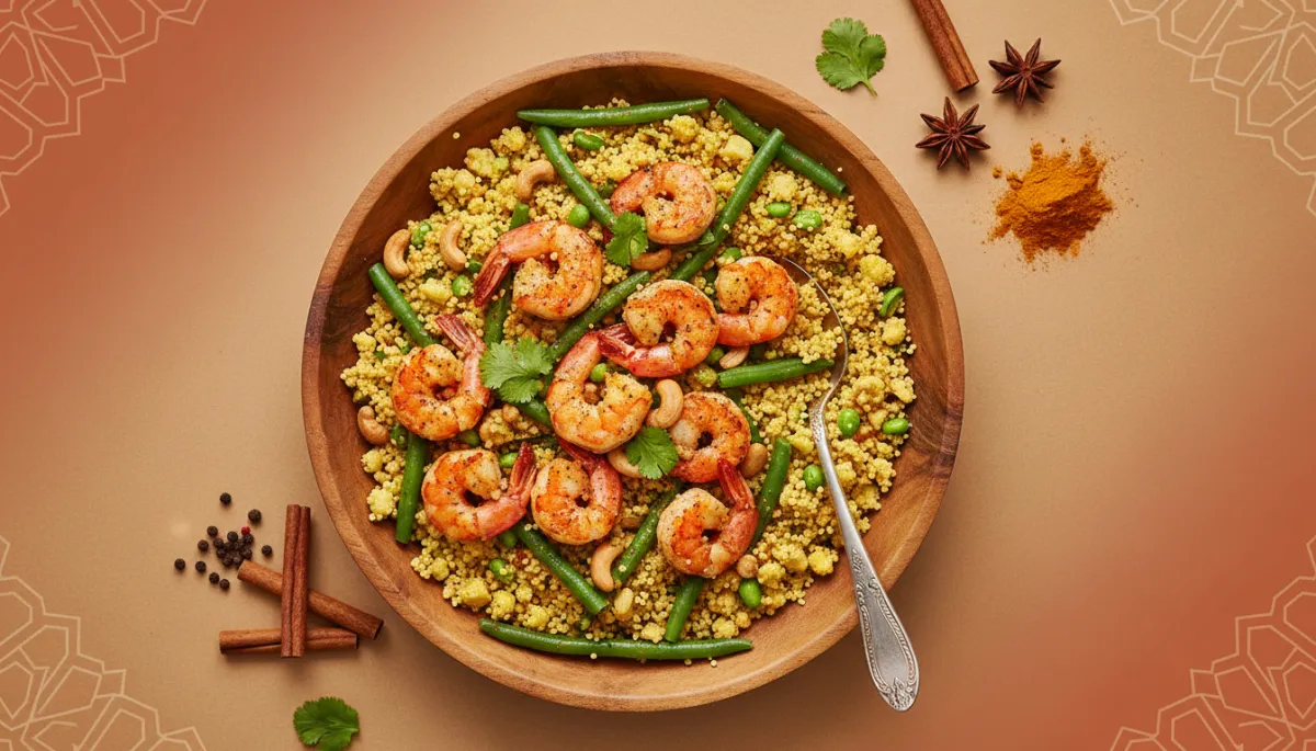 Bloemkoolcouscous met Garnalen en Kerrie Recept