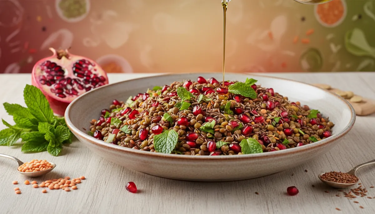 Kleurrijke Linzensalade met Granaatappel en Munt