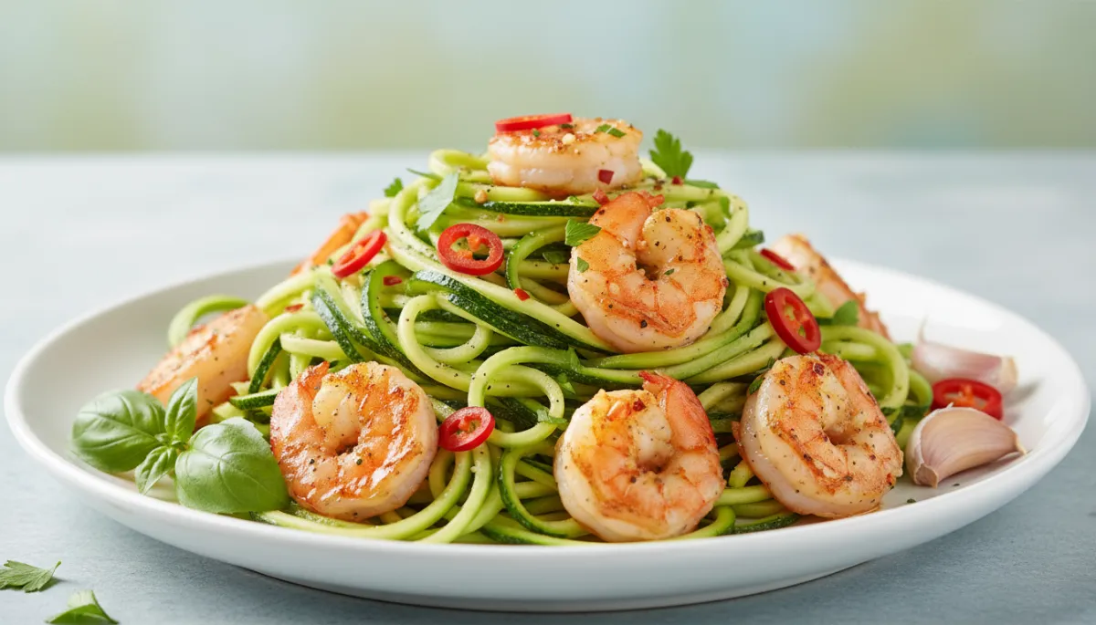 Koolhydraatarme Courgettespaghetti met Garnalen