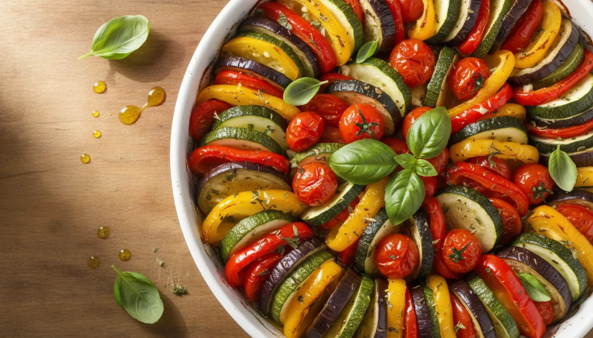 Kleurrijke Ovenschotel met Aubergine en Courgette