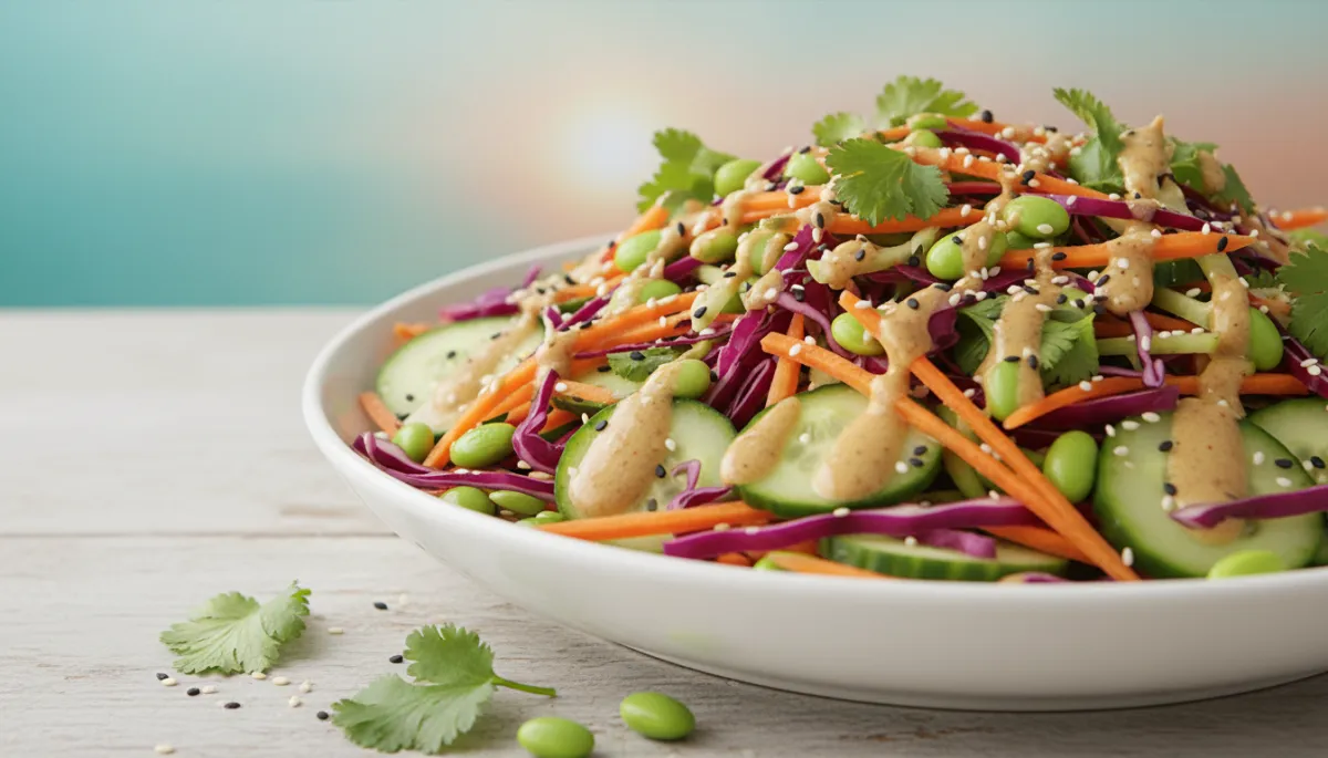 Kleurrijke Aziatische Salade met Sesamdressing