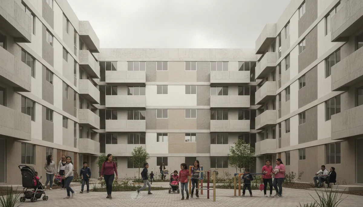 Conjunto de vivienda de interés social recién construido en una ciudad colombiana