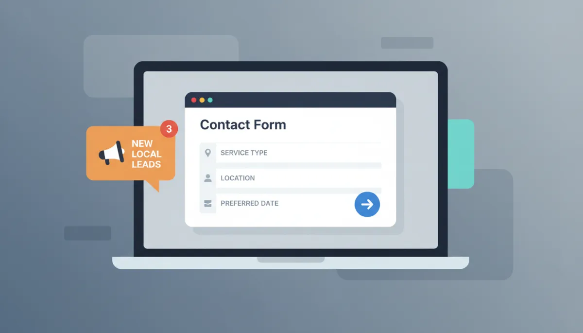 Formulaire de contact optimisé sur un site web intelligent générant des leads locaux