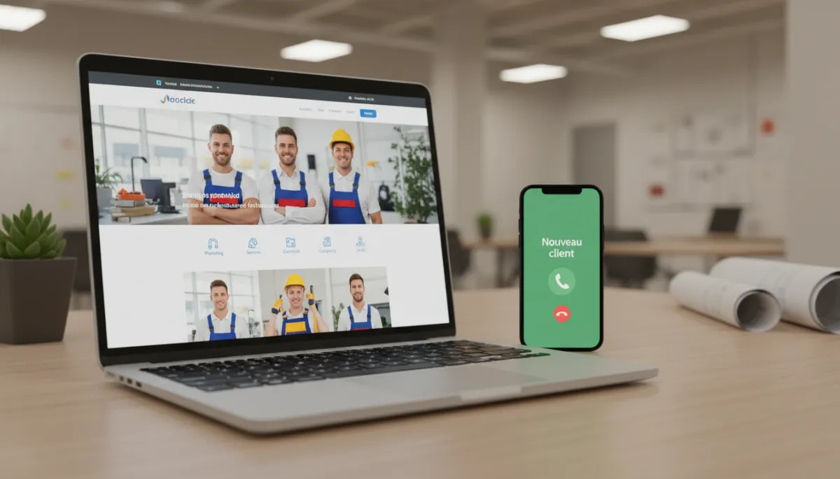 Site web d’artisan technique générant un appel client entrant sur smartphone