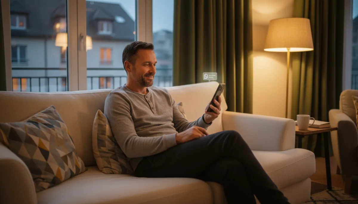 Artisan technique au Luxembourg recevant une notification client automatisée le soir