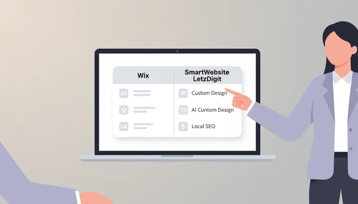 Tableau comparatif entre Wix et SmartWebsite LetzDigit pour un entrepreneur luxembourgeois Tableau comparatif entre Wix et SmartWebsite LetzDigit pour un entrepreneur luxembourgeois