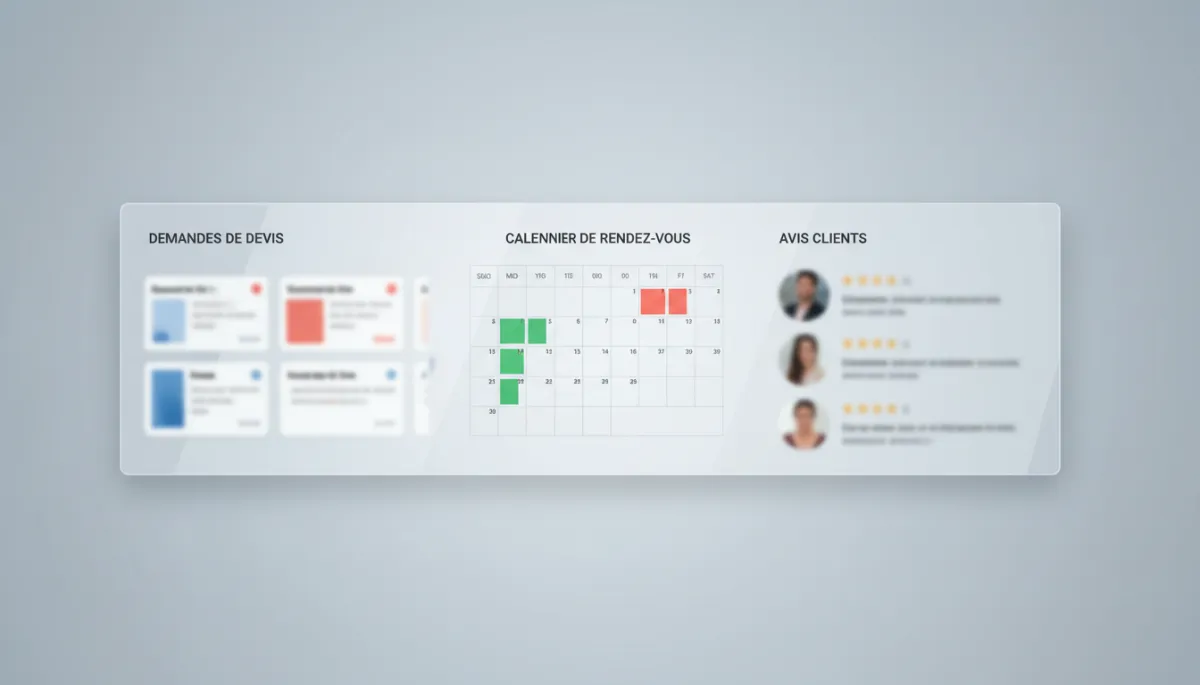 Tableau de bord SmartWebsite présentant les leads et les rendez-vous d’un artisan Tableau de bord SmartWebsite présentant les leads et les rendez-vous d’un artisan