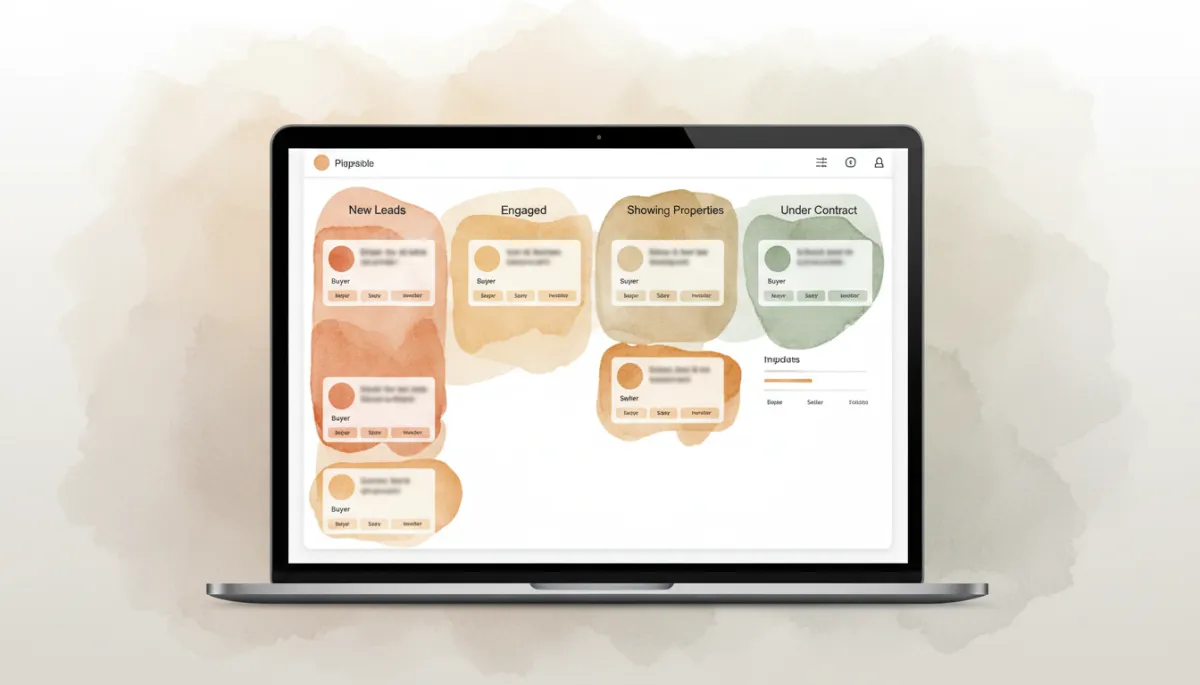 CRM dashboard showing a real estate lead pipeline and segmented contacts CRM dashboard showing a real estate lead pipeline and segmented contacts