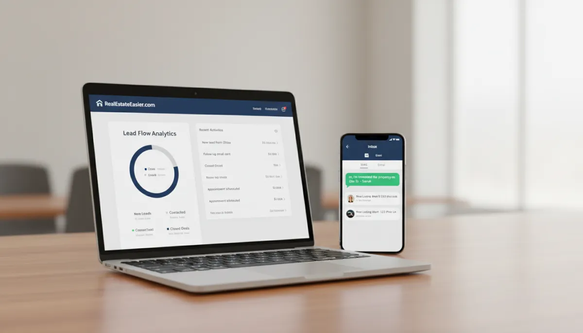 RealEstateEasier.com dashboard coordinating email and text follow-up for real estate leads RealEstateEasier.com dashboard coordinating email and text follow-up for real estate leads