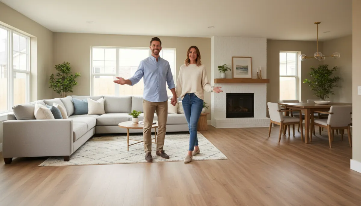 Norfolk homeowners enjoying a renovated living space with new LVP flooring