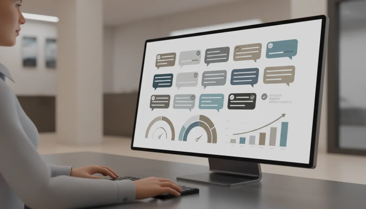 Service advisor viewing AI chatbot booking performance dashboard