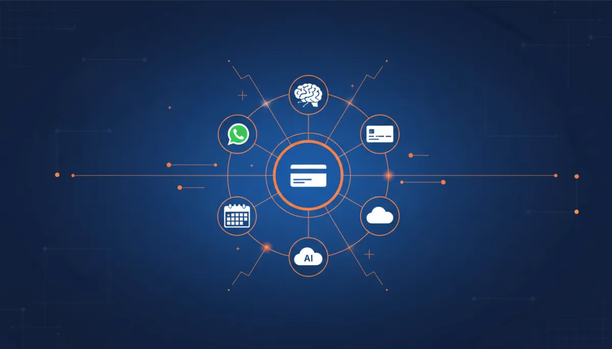 Ilustração de painel de CRM integrado a múltiplas tecnologias