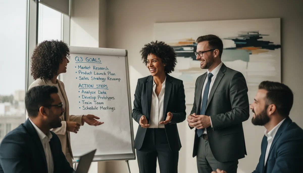Professionals engaged in a positive, future‑focused conversation in a meeting room Professionals engaged in a positive, future‑focused conversation in a meeting room