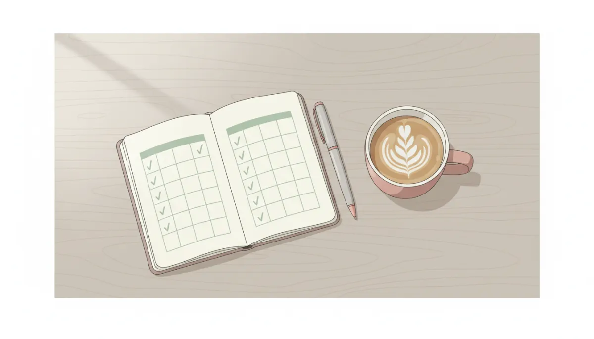 Journal tracking small daily habits with checkmarks