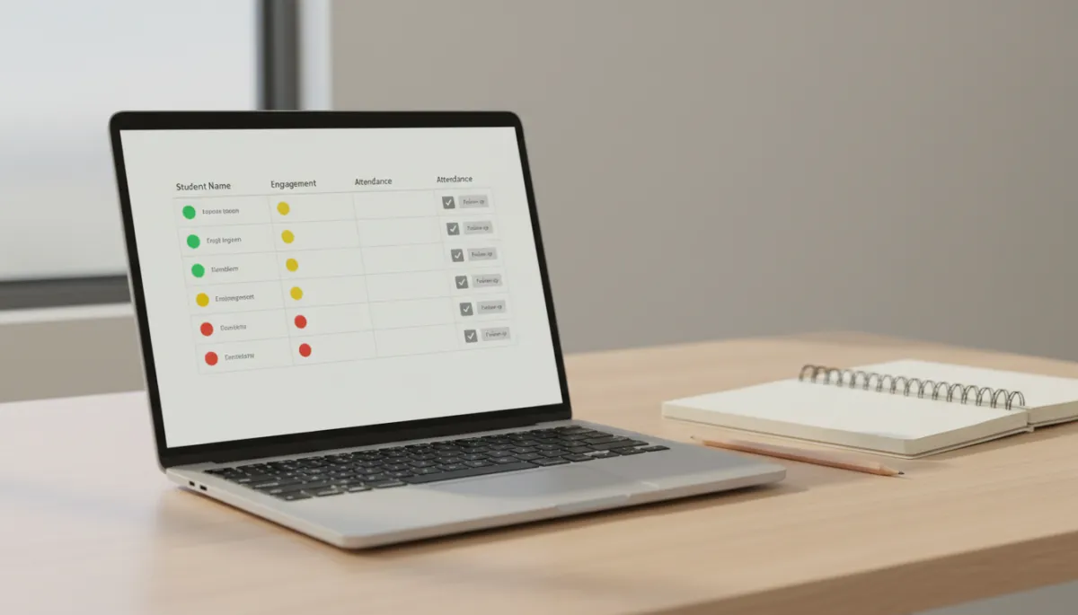 Dashboard tracking student engagement and follow-up tasks for Math attendance