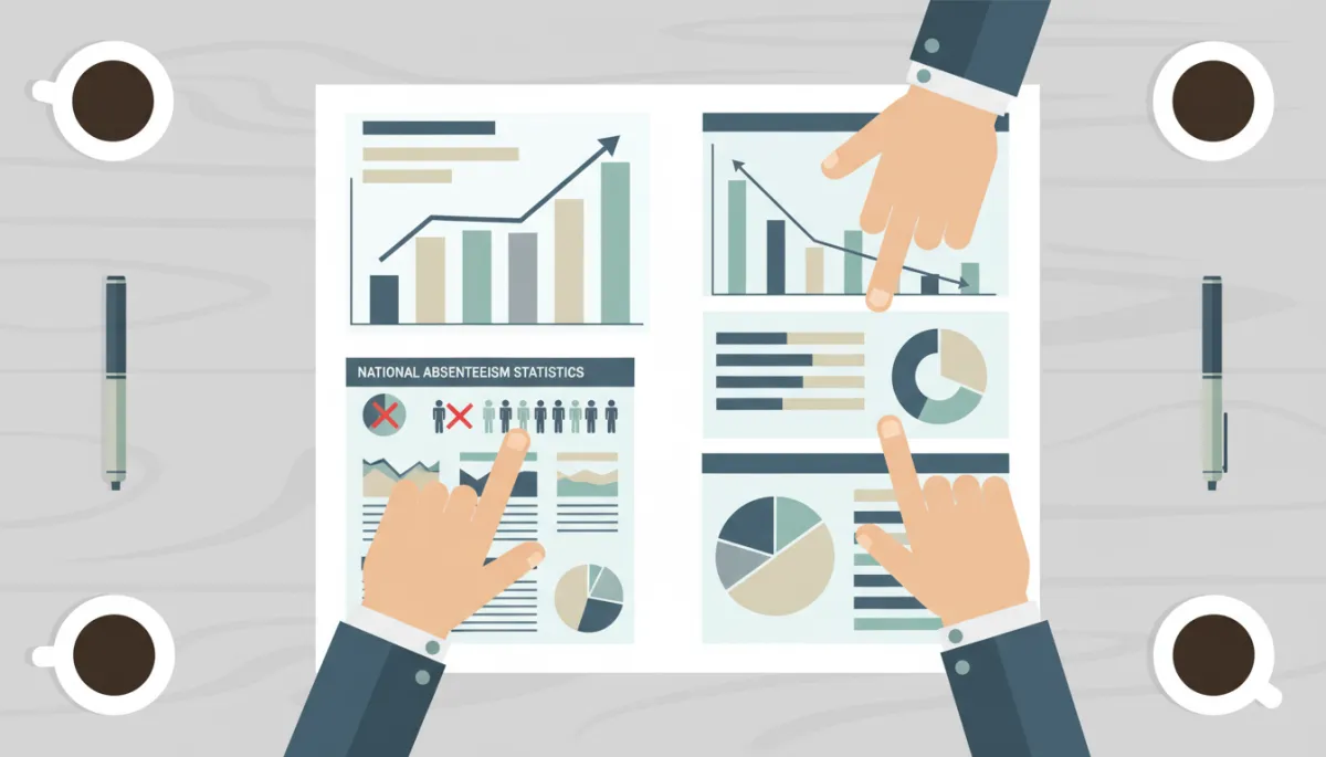 National chronic absenteeism report with charts and statistics being reviewed