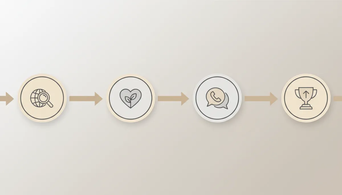 Modern clean illustration of a smooth lead-to-customer journey flow