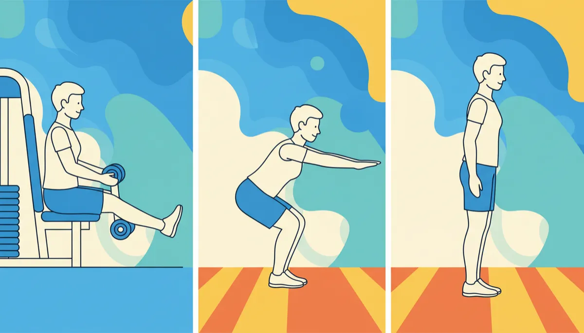 Illustrated sequence of simple strengthening exercises for the knee Illustrated sequence of simple strengthening exercises for the knee