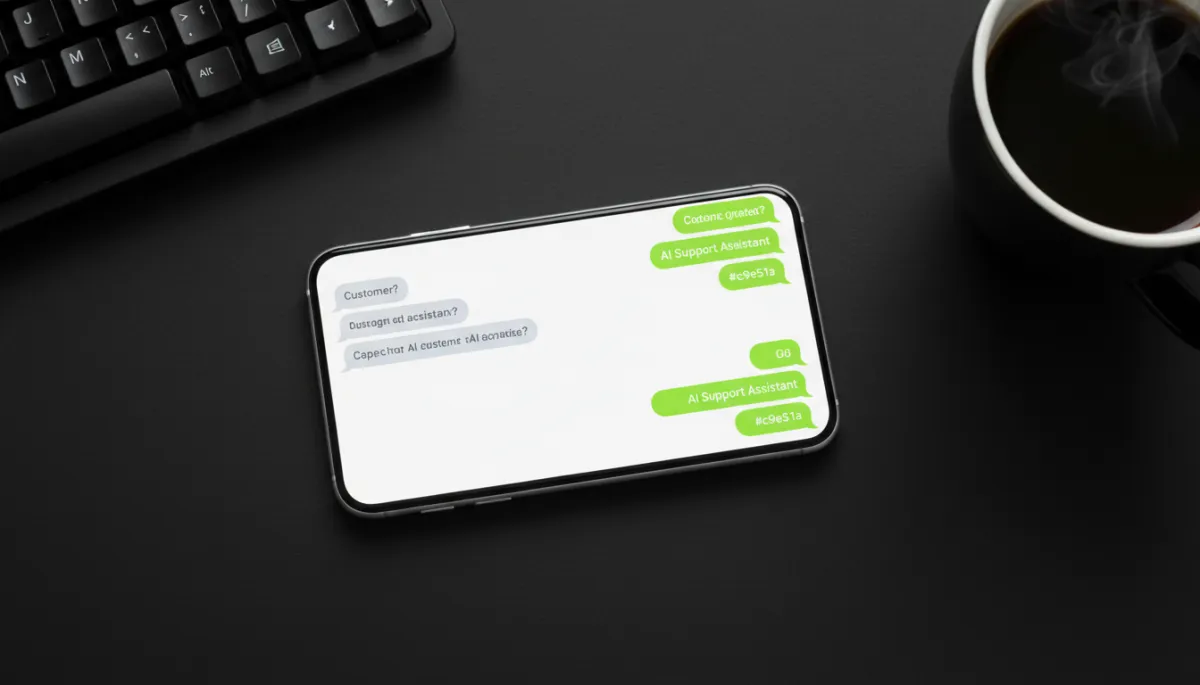 AI customer support chat running on a smartphone for a one-person business