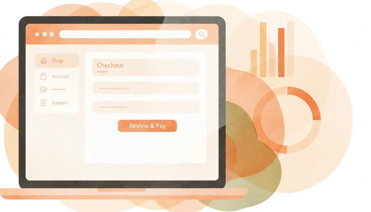 Modern website with simple navigation and clear checkout process on a laptop