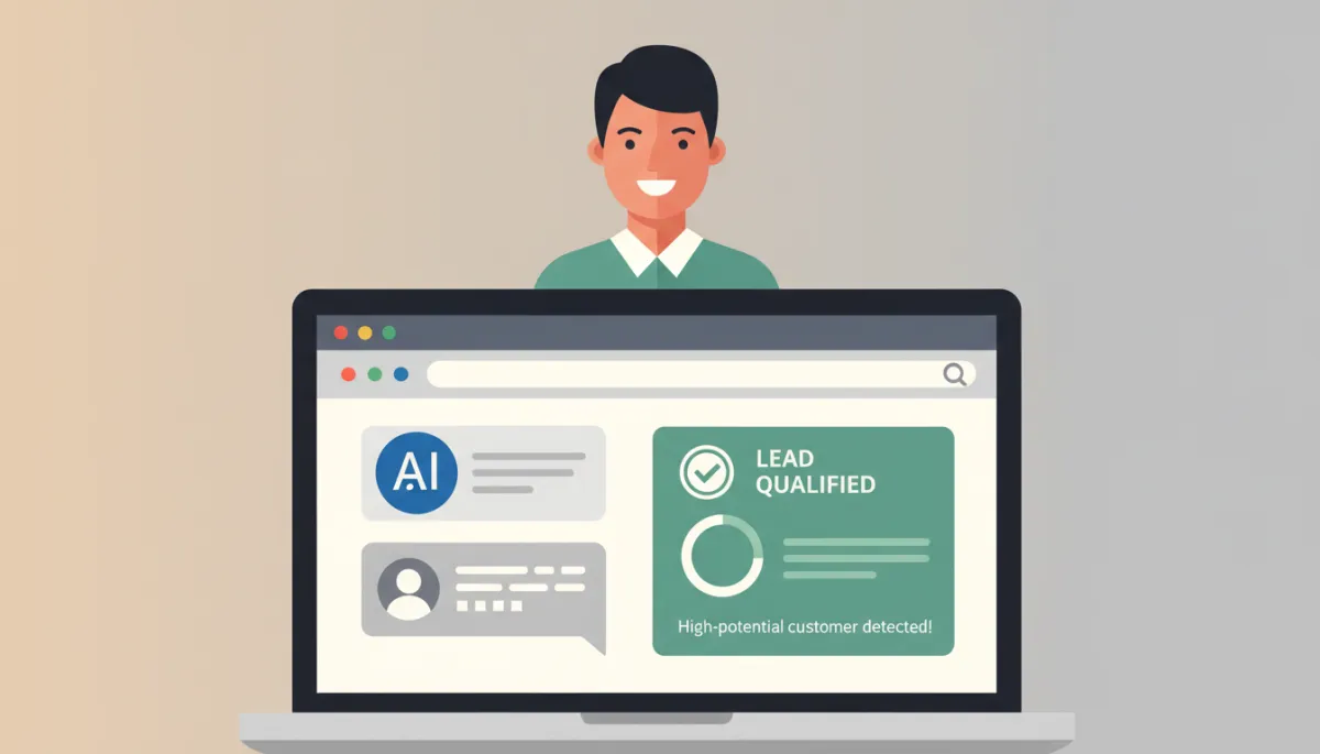 AI website chat interface qualifying a customer lead for a small business